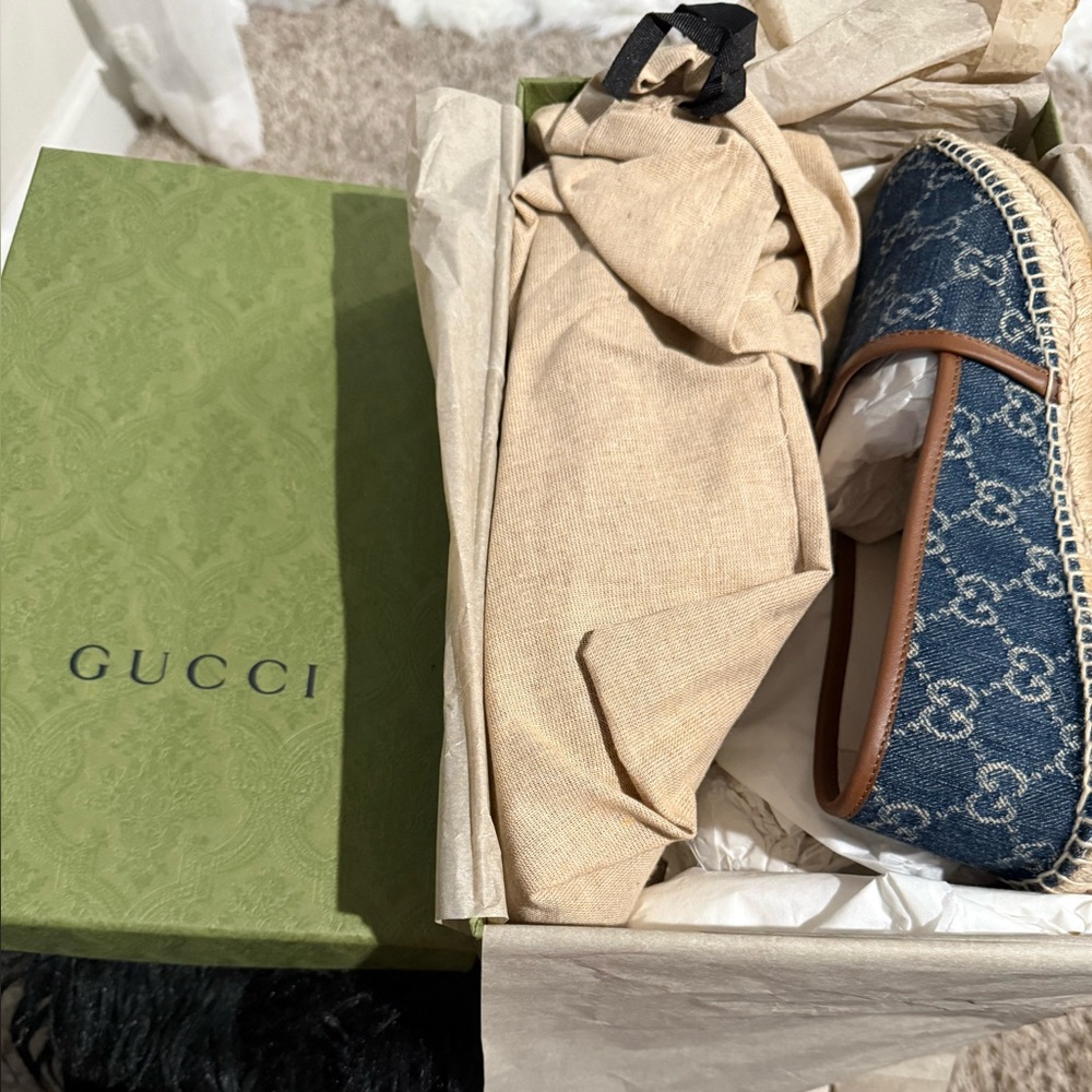 Gucci Beige and Blue Espadrilles